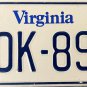 1993 Virginia License Plate (MOK-897)