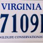 1999 Virginia Wildlife Conservationist License Plate (7109BA)