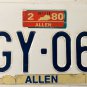 1980 Kentucky License Plate (EGY-062)