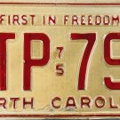 1975/1979 North Carolina License Plate (DTP 796)
