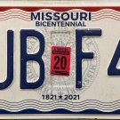 2020 Missouri License Plate (7UB F46)