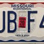 2020 Missouri License Plate (7UB F46)