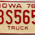 1976 Iowa Truck License Plate (56 BS5656)
