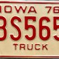 1976 Iowa Truck License Plate (56 BS5656)