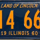 1960 Illinois License Plate (114 663)