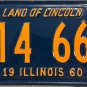 1960 Illinois License Plate (114 663)