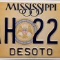 2021 Mississippi License Plate (DAH 2281)