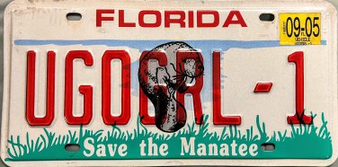 2005 Florida Save the Manatee License Plate (UGOGRL-1)