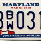 2017 Maryland License Plate (3BW0316)