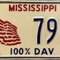 1984 Mississippi Tax Free 100% DAV License Plate (7933)