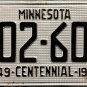 1949 Minnesota Centennial License Plate (102-601) Waffle Plate