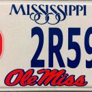2004 Mississippi: University of Mississippi License Plate (2R591) 2004 Mississippi: University of Mississippi License Plate (2R591)