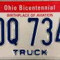 2013 Ohio Bicentennial Truck License Plate (PDQ 7340)