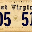1983 West Virginia Temporary License Plate (505 511)
