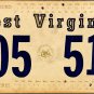 1983 West Virginia Temporary License Plate (505 511)