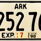 1998 Arkansas Trailer License Plate (TL 252769)
