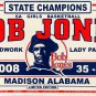 2008 Bob Jones High School Madison, Alabama Lady Patriots Basketball State Champions License Plate