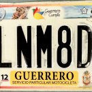 Guerrero Mexico Motorcycle License Plate (LNM8D)