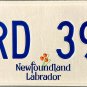 2010 Newfoundland Labrador Canada License Plate (HRD 395)