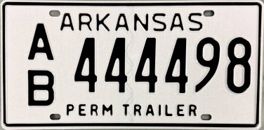 Arkansas Permanent Trailer License Plate (AB 444498)