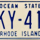 1984 Rhode Island License Plate (KY-41)