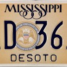 2020 Mississippi License Plate (DAD 3610)