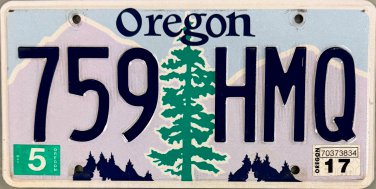 2017 Oregon License Plate (759 HMQ)
