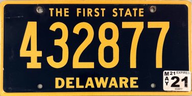 2021 Delaware License Plate (432877)