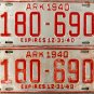 1940 Arkansas License Plate (180-690) PAIR