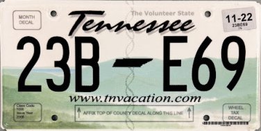 2022 Tennessee License Plate (23B-E69)