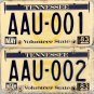 1983 Tennessee License Plates (AAU-001 and AAU-002) 2-PLATES