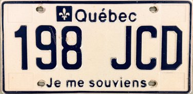 Canada: Quebec License Plate (198 JCD)