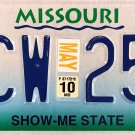 2010 Missouri License Plate (9CW 25R)