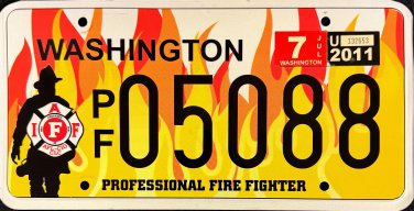 2011 Washington Professional Fire Fighter License Plate (05088)