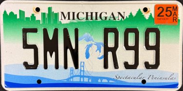 2025 Michigan Spectacular Peninsulas License Plate (5MN R99)