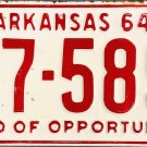 1964 Arkansas License Plate (27-589)