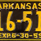 1959 Arkansas Trailer License Plate (T16-511)