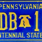 1976 Pennsylvania Bicentennial Vanity License Plate (JDB 12)