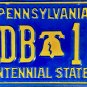 1976 Pennsylvania Bicentennial Vanity License Plate (JDB 12)