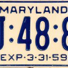 1959 Maryland License Plate (BJ-48-87)