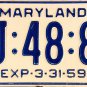 1959 Maryland License Plate (BJ-48-87)