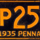 1935 Pennsylvania License Plate (AP259)