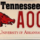 1997 Tennessee: University of Arkansas License Plate (A003)