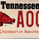 1997 Tennessee: University of Arkansas License Plate (A002)