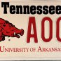1997 Tennessee: University of Arkansas License Plate (A002)
