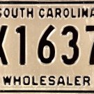 1987 South Carolina Wholesaler License Plate (WX16373)