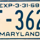 1968 Maryland License Plate (HF-3628)