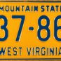 1968 West Virginia License Plate (BB 37-863)