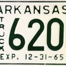 1965 Arkansas Truck License Plate (E 6200)