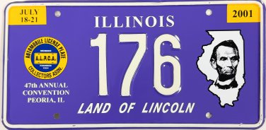 2001 ALPCA 47th International Convention Peoria, Illinois License Plate (176)